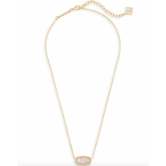 NWT $60 Kendra Scott Elisa Gold Pendant Necklace in Rose Quartz - Picture 2 of 7